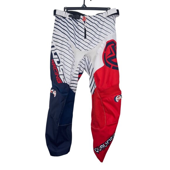 Moose Racing Qualifier Pants White/Red/Blue Mens SZ 44 Bike/Motocross Gear Adj - Picture 2 of 16